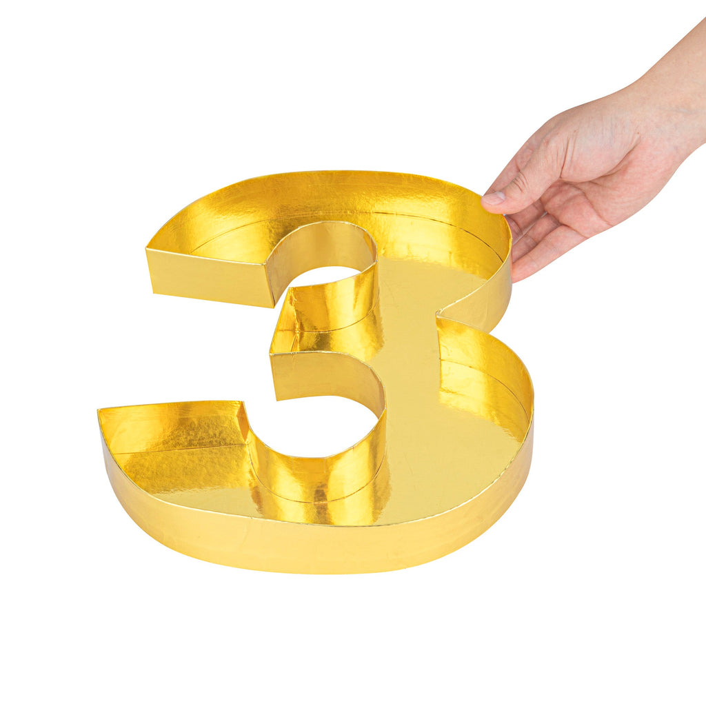 Chef 101 Gold Paper Charcuterie Fillable Number 3 - 12" x 10" x 1 1/2" - 1 count box