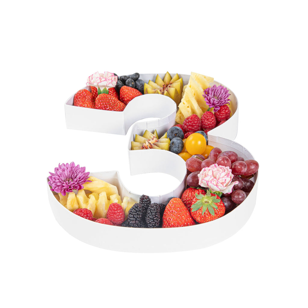 Chef 101 White Paper Charcuterie Fillable Number 3 Tray - 12" x 10" x 1 1/2" - 1 count box