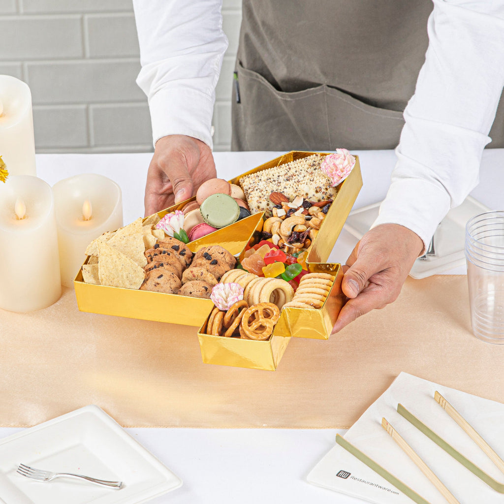Chef 101 Gold Paper Charcuterie Fillable Number 4 Tray - 12" x 10" x 1 1/2" - 1 count box