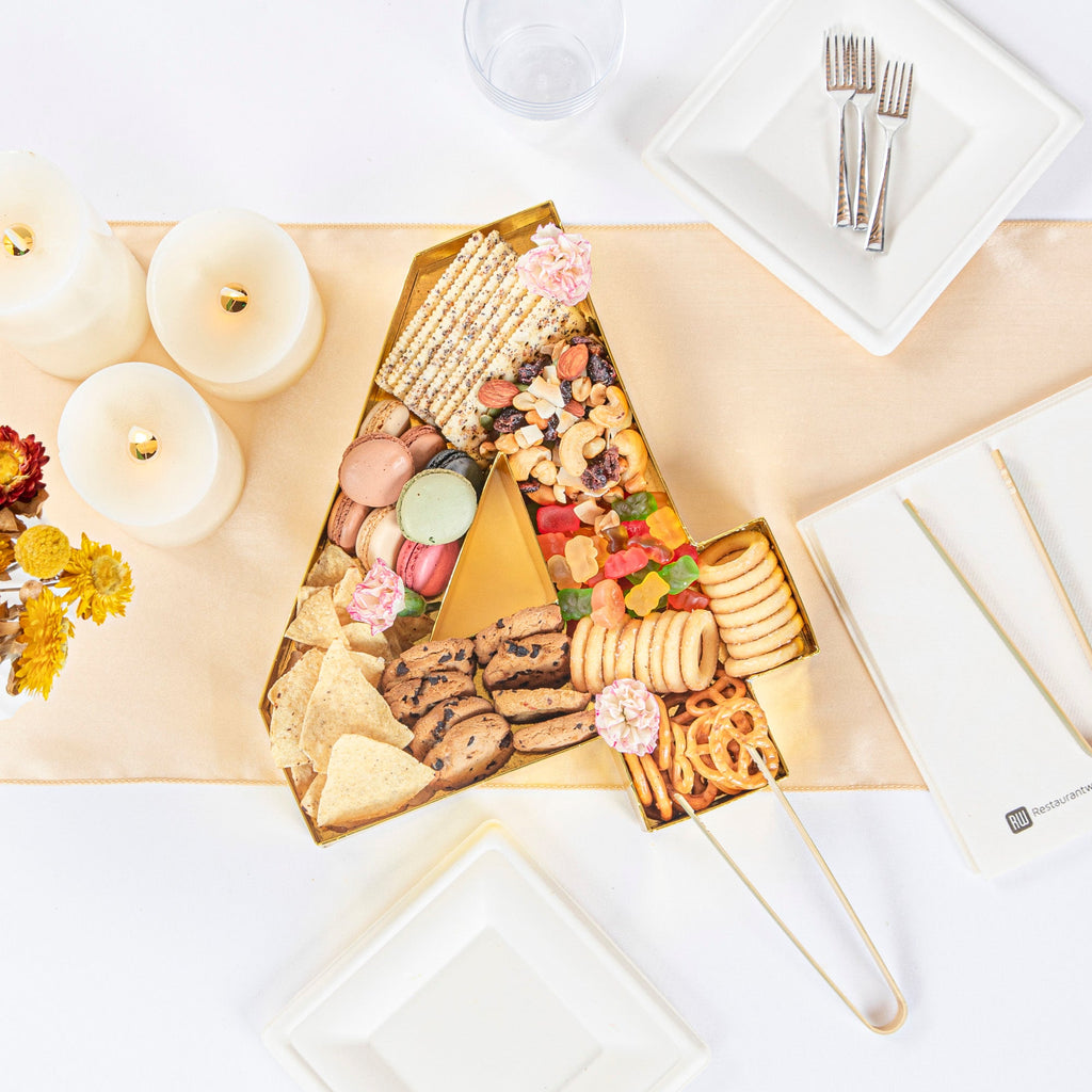 Chef 101 Gold Paper Charcuterie Fillable Number 4 Tray - 12" x 10" x 1 1/2" - 1 count box