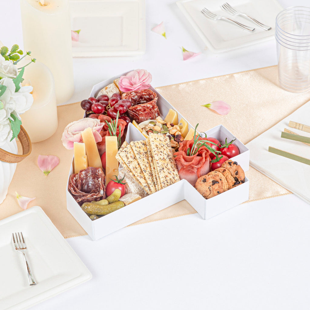 Chef 101 White Paper Charcuterie Fillable Number 4 Tray - 12" x 10" x 1 1/2" - 1 count box