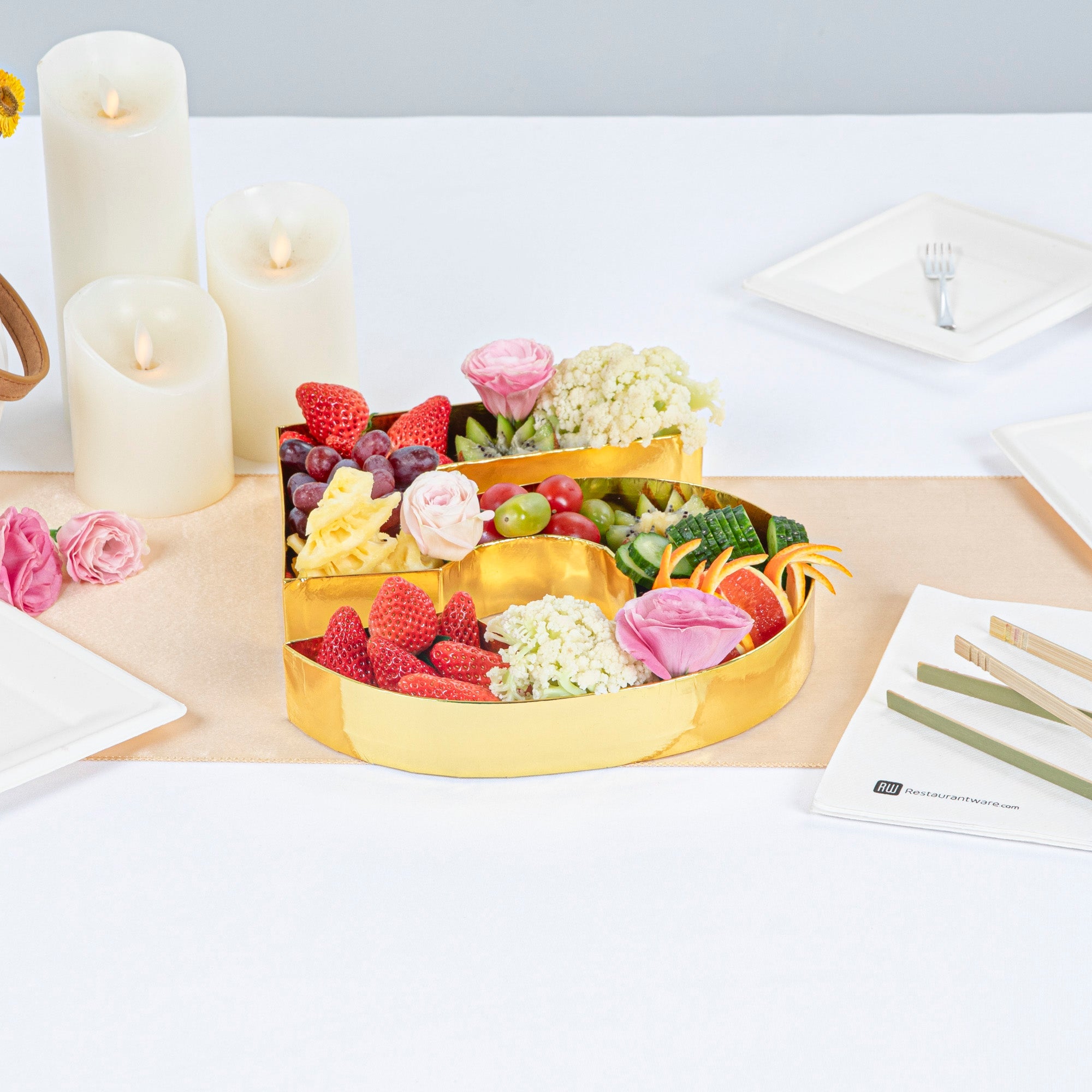 Chef 101 Gold Paper Charcuterie Fillable Number 5 Tray - 12" x 10" x 1 1/2" - 1 count box