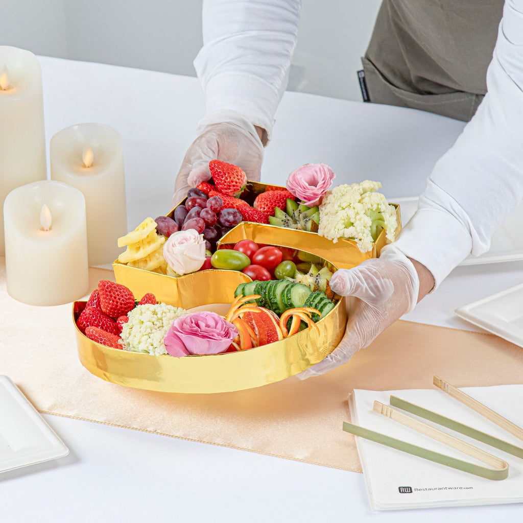 Chef 101 Gold Paper Charcuterie Fillable Number 5 Tray - 12" x 10" x 1 1/2" - 1 count box