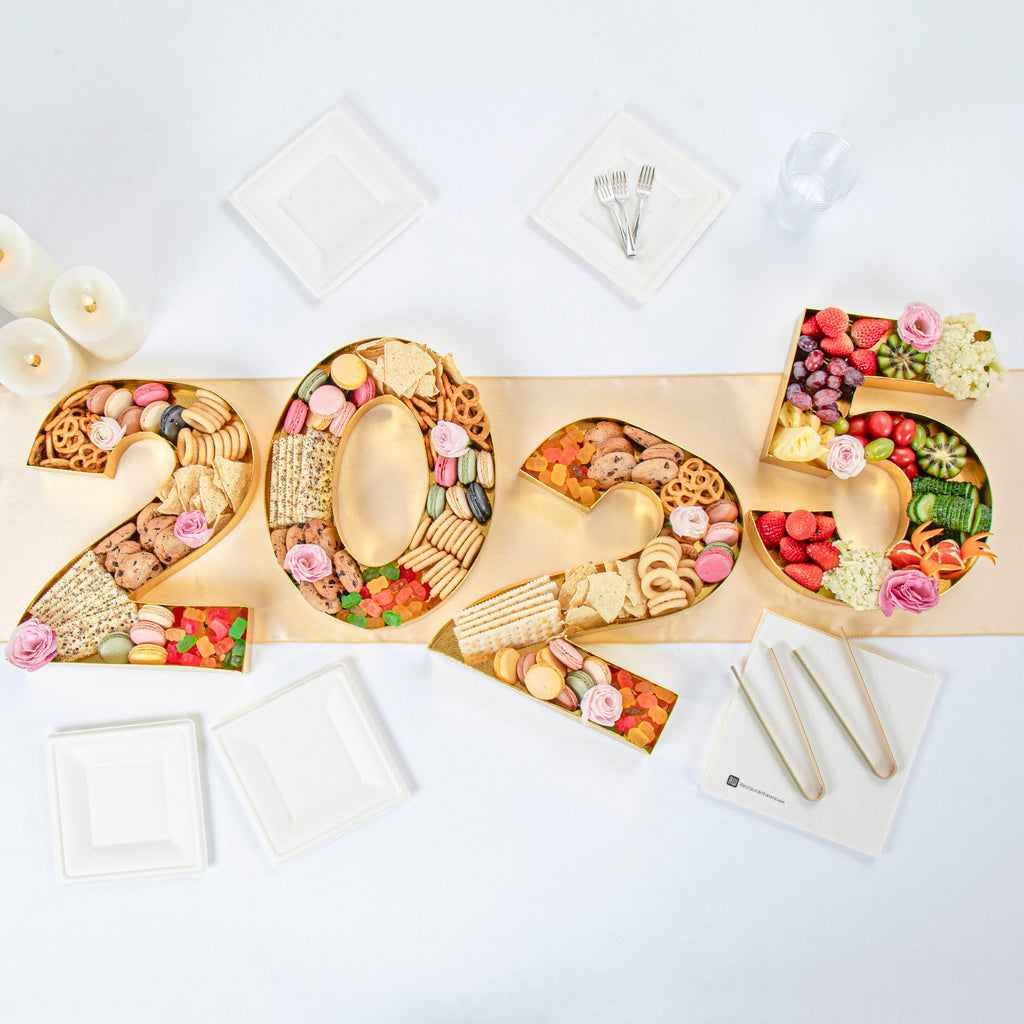 Chef 101 Gold Paper Charcuterie Fillable Number 5 Tray - 12" x 10" x 1 1/2" - 1 count box