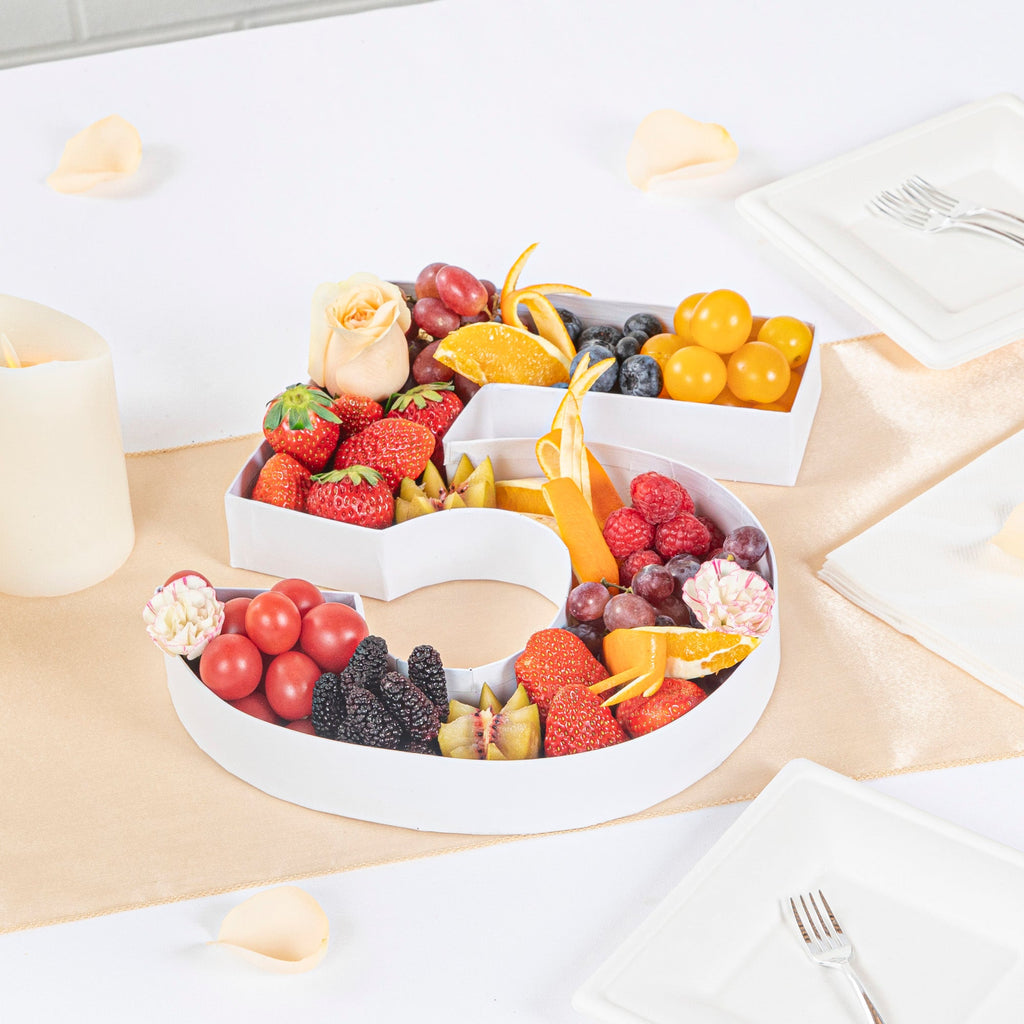 Chef 101 White Paper Charcuterie Fillable Number 5 Tray - 12" x 10" x 1 1/2" - 1 count box