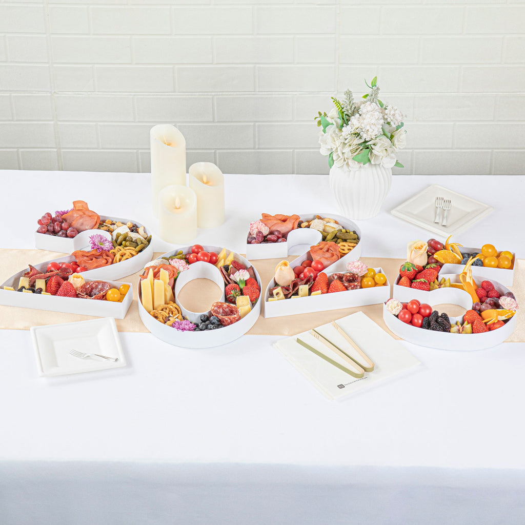 Chef 101 White Paper Charcuterie Fillable Number 5 Tray - 12" x 10" x 1 1/2" - 1 count box