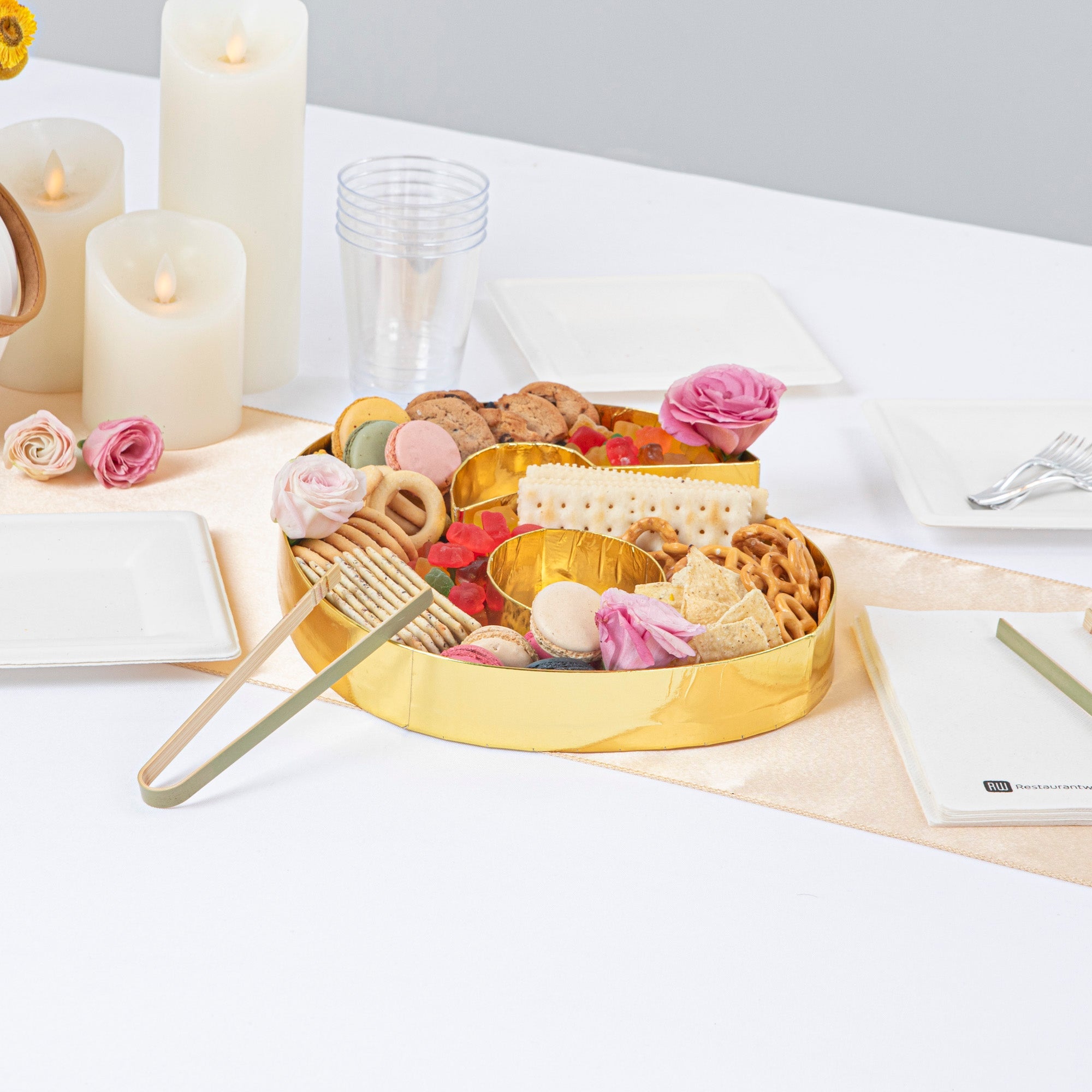 Chef 101 Gold Paper Charcuterie Fillable Number 6 Tray - 12" x 10" x 1 1/2" - 1 count box