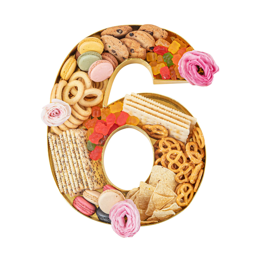 Chef 101 Gold Paper Charcuterie Fillable Number 6 Tray - 12" x 10" x 1 1/2" - 1 count box