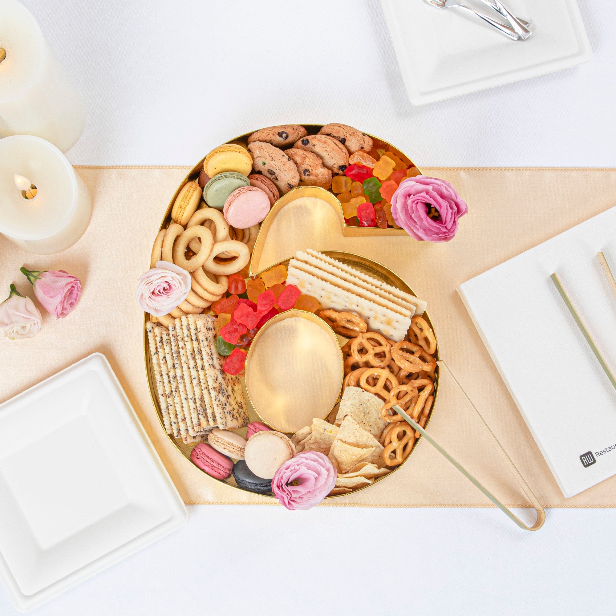 Chef 101 Gold Paper Charcuterie Fillable Number 6 Tray - 12" x 10" x 1 1/2" - 1 count box