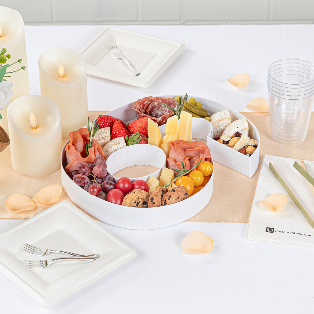 Chef 101 White Paper Charcuterie Fillable Number 6 Tray - 12" x 10" x 1 1/2" - 1 count box