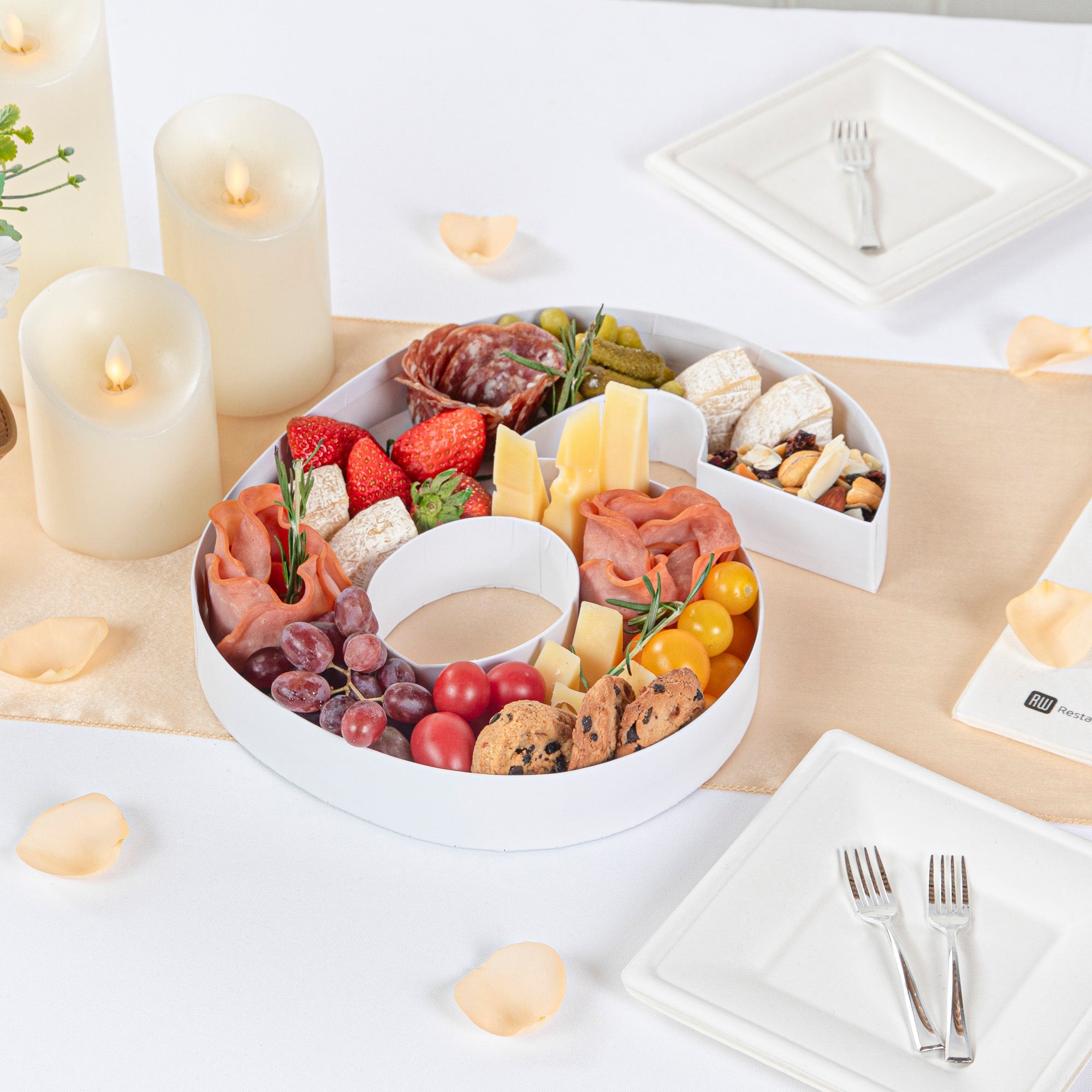 Chef 101 White Paper Charcuterie Fillable Number 6 Tray - 12" x 10" x 1 1/2" - 1 count box