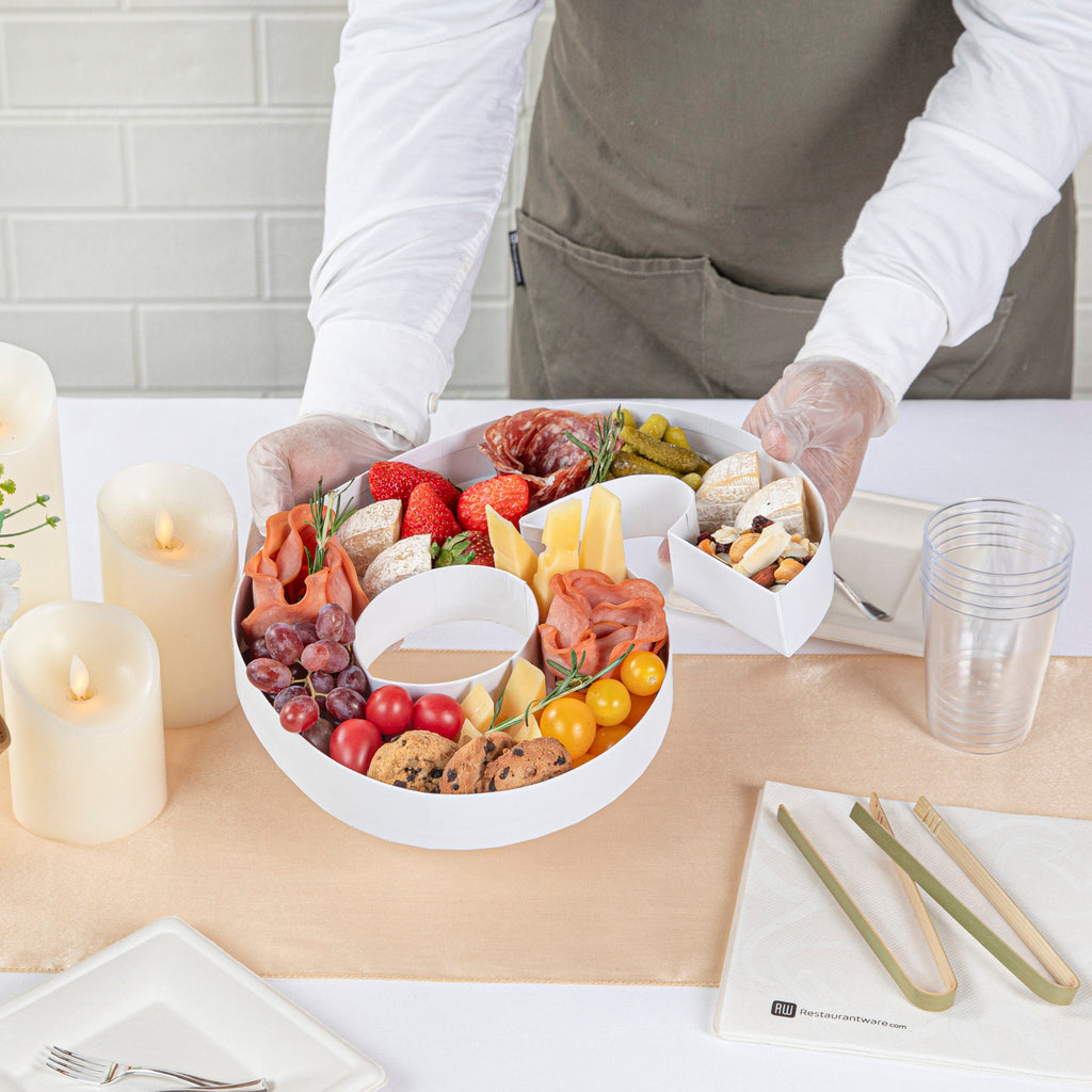 Chef 101 White Paper Charcuterie Fillable Number 6 Tray - 12" x 10" x 1 1/2" - 1 count box