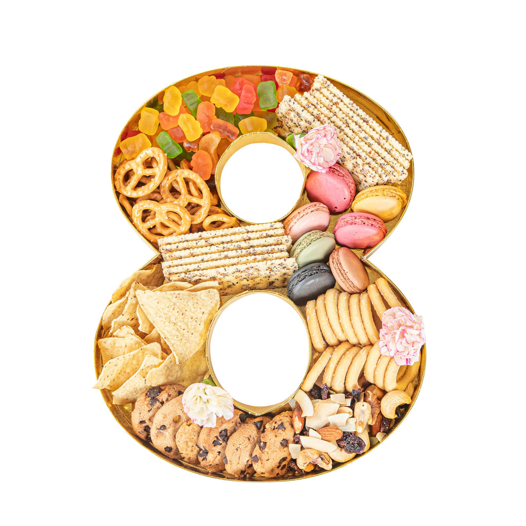 Chef 101 Gold Paper Charcuterie Fillable Number 8 Tray - 12" x 10" x 1 1/2" - 1 count box