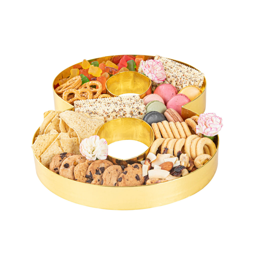 Chef 101 Gold Paper Charcuterie Fillable Number 8 Tray - 12" x 10" x 1 1/2" - 1 count box