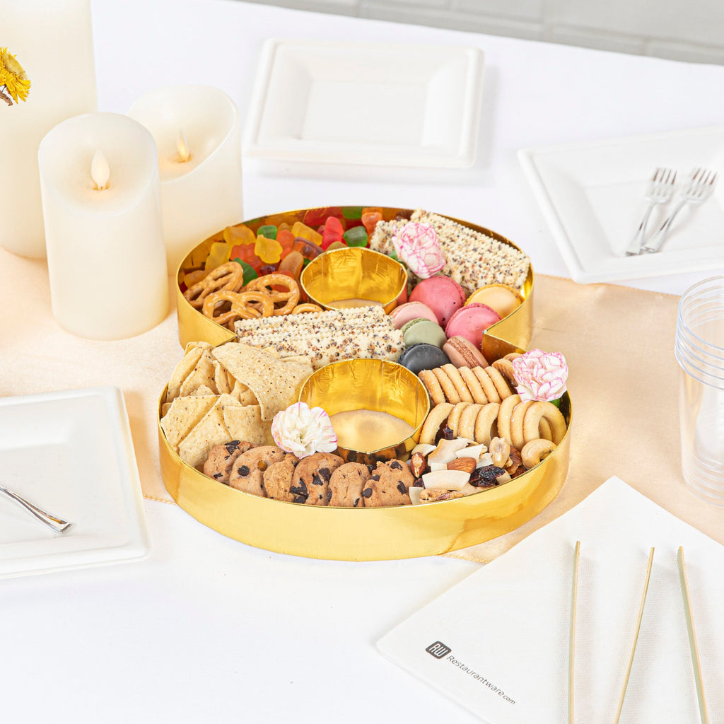 Chef 101 Gold Paper Charcuterie Fillable Number 8 Tray - 12" x 10" x 1 1/2" - 1 count box