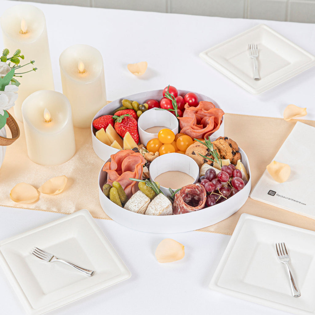 Chef 101 White Paper Charcuterie Fillable Number 8 Tray - 12" x 10" x 1 1/2" - 1 count box