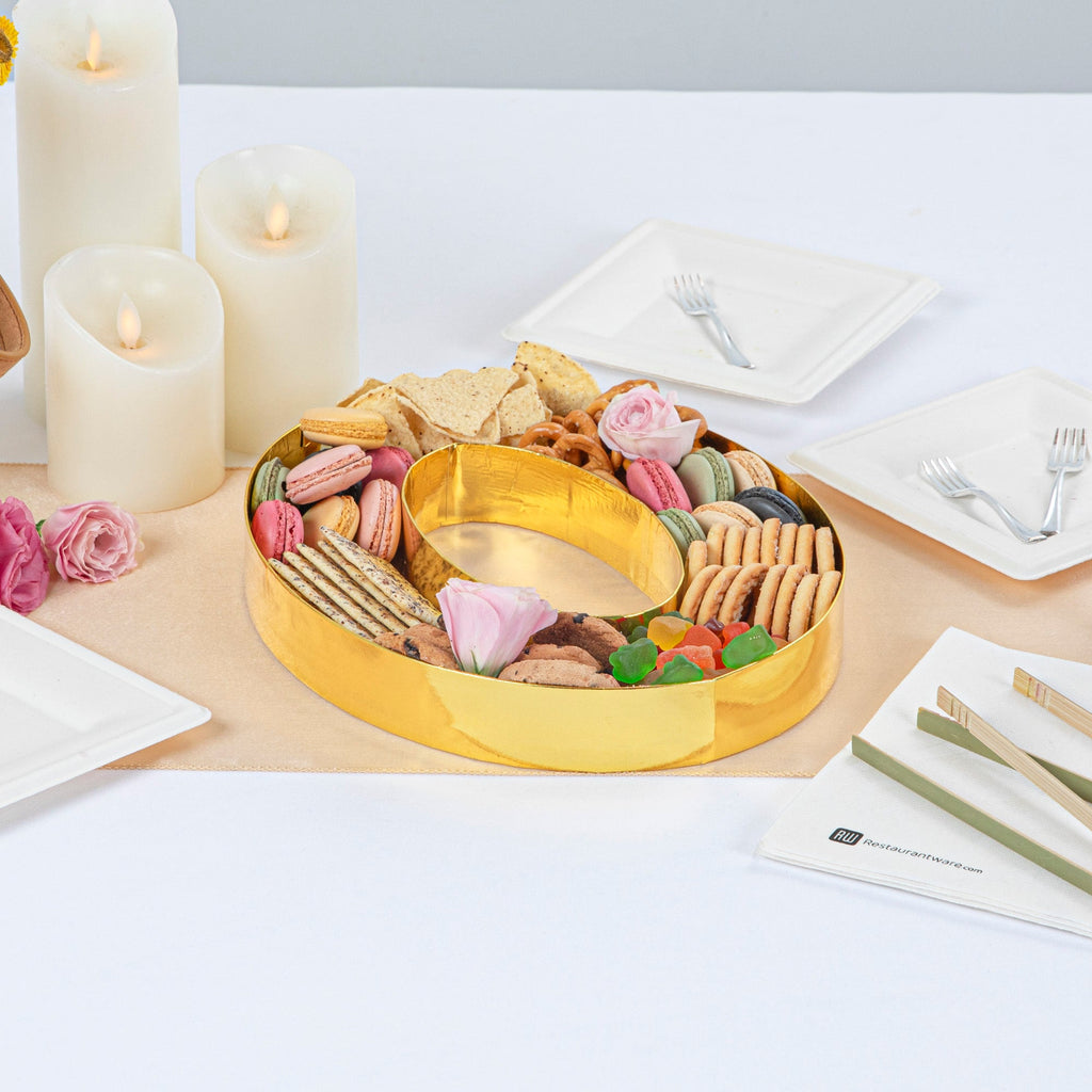 Chef 101 Gold Paper Charcuterie Fillable Number 0 Tray - 12" x 10" x 1 1/2" - 1 count box