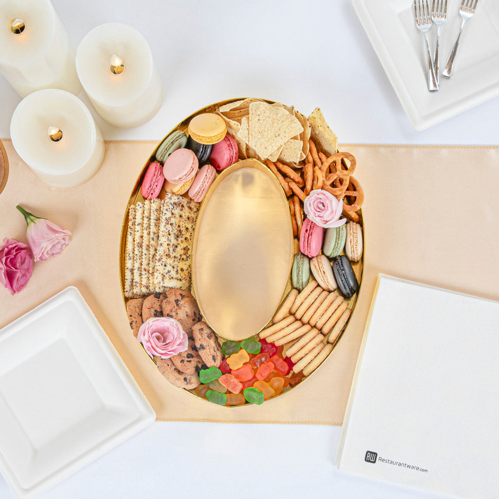 Chef 101 Gold Paper Charcuterie Fillable Number 0 Tray - 12" x 10" x 1 1/2" - 1 count box