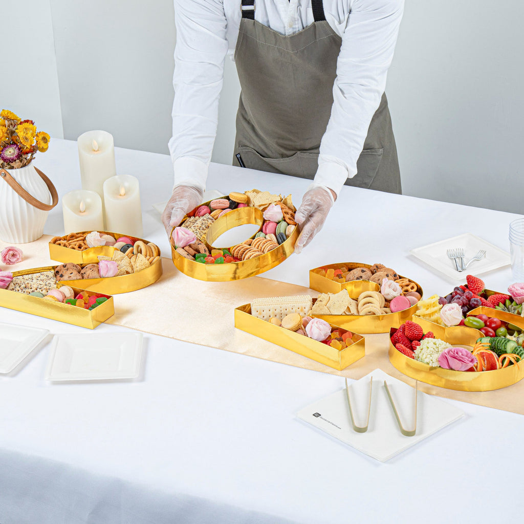Chef 101 Gold Paper Charcuterie Fillable Number 0 Tray - 12" x 10" x 1 1/2" - 1 count box