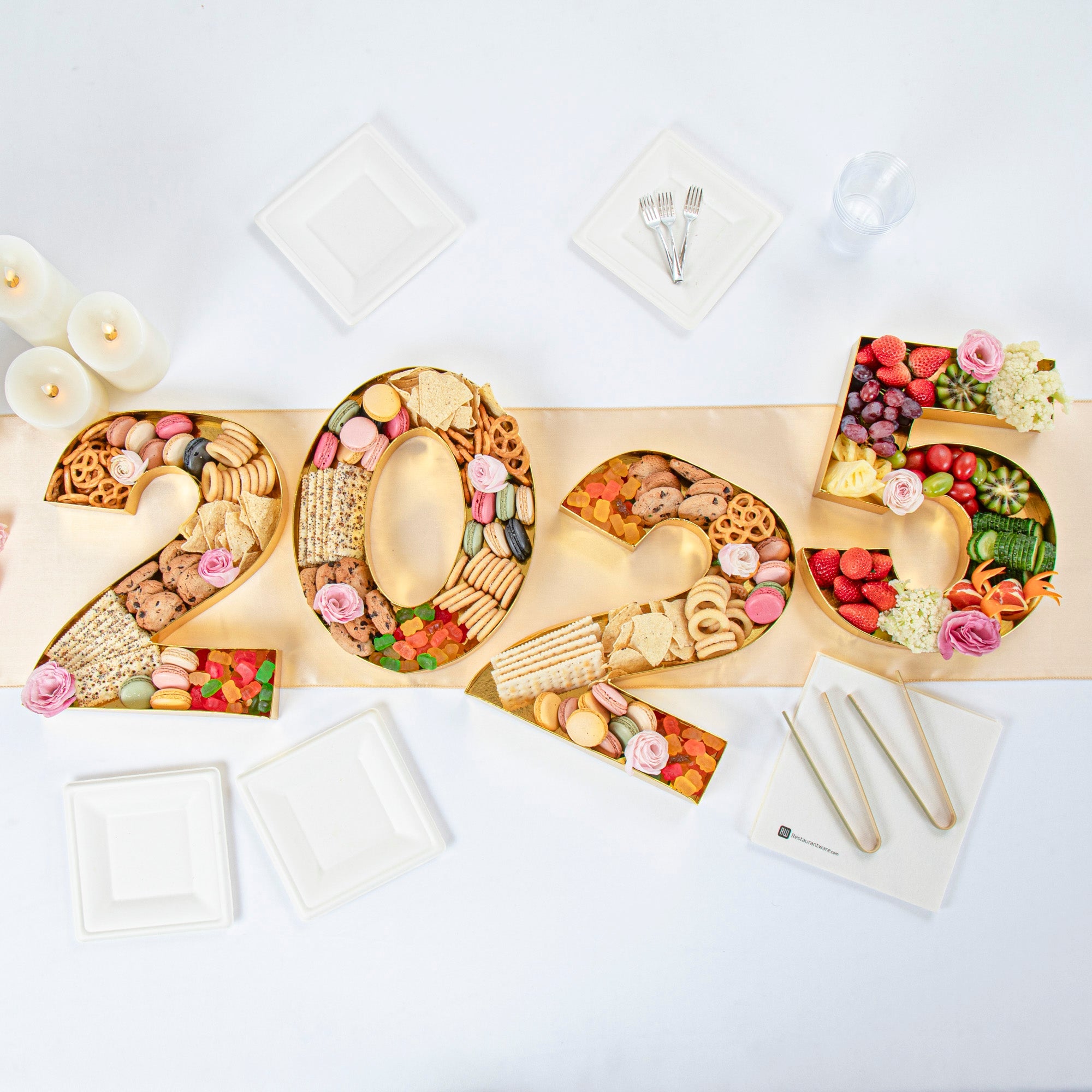 Chef 101 Gold Paper Charcuterie Fillable Number 0 Tray - 12" x 10" x 1 1/2" - 1 count box