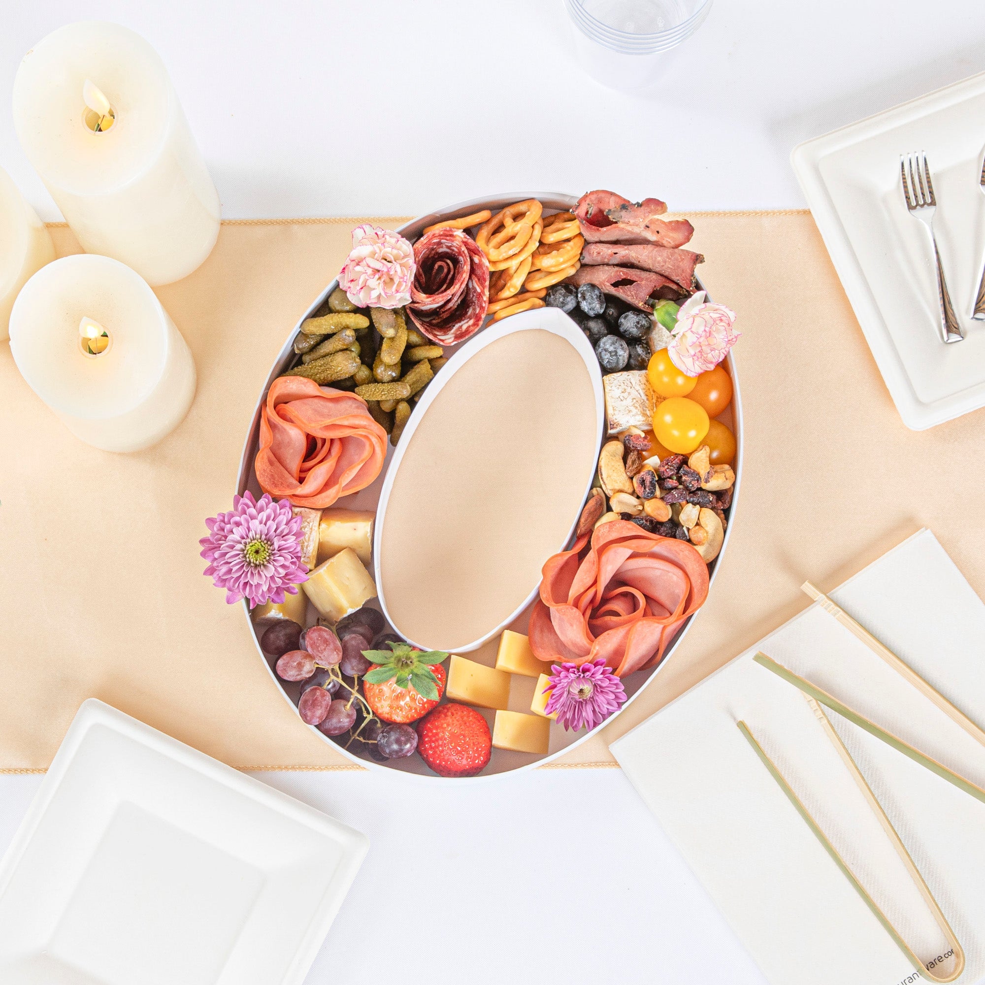 Chef 101 White Paper Charcuterie Fillable Number 0 Tray - 12" x 10" x 1 1/2" - 1 count box