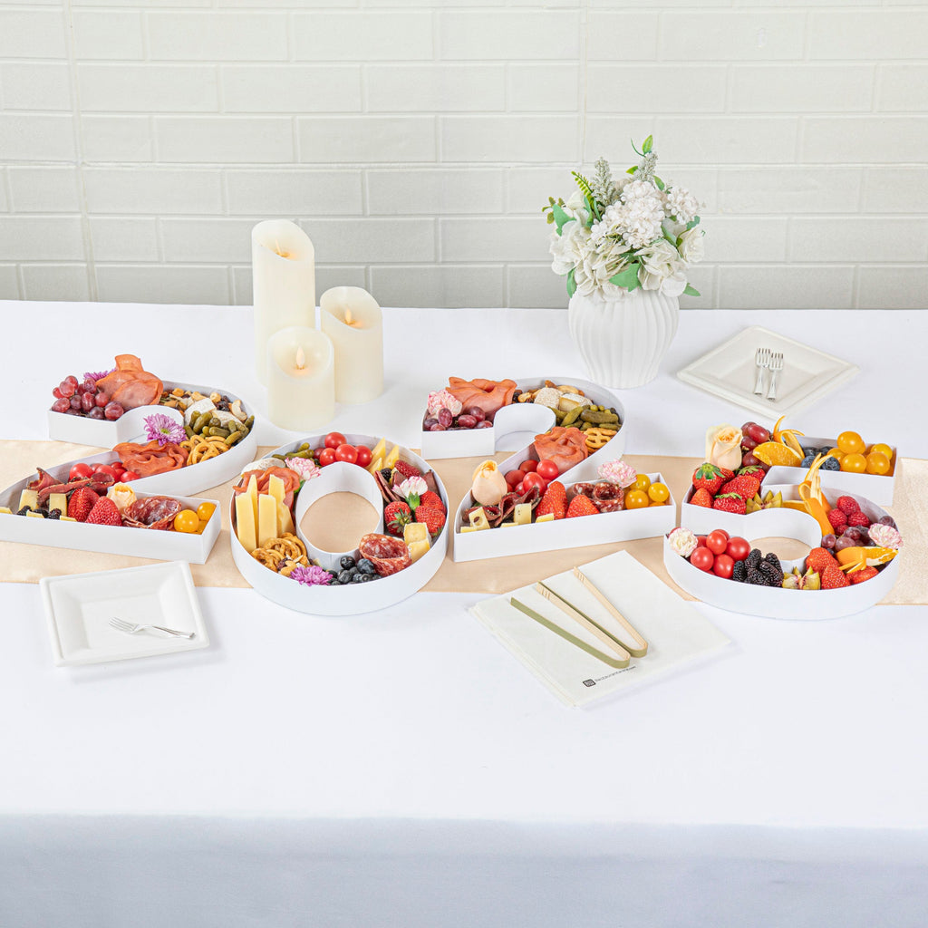 Chef 101 White Paper Charcuterie Fillable Number 0 Tray - 12" x 10" x 1 1/2" - 1 count box