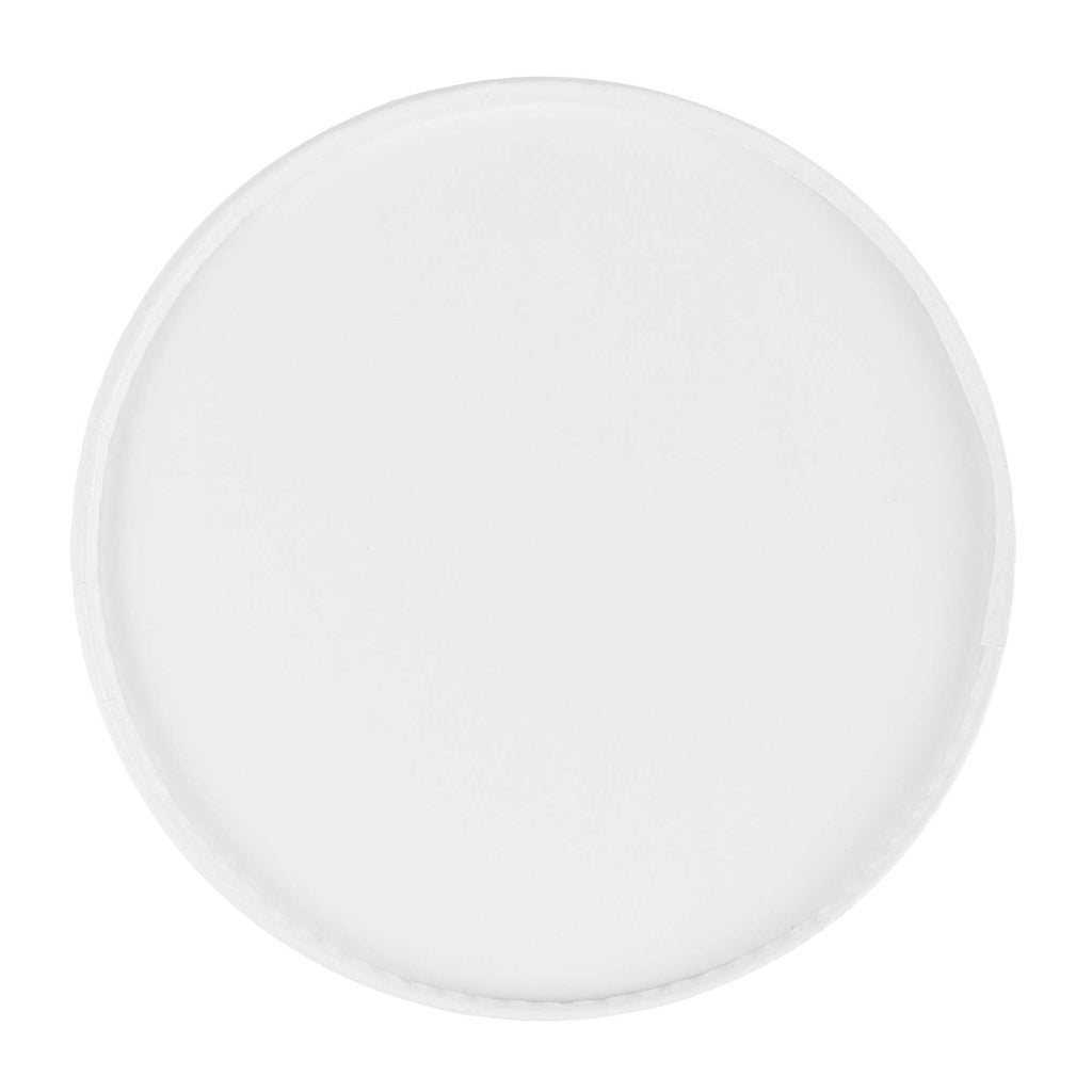 Coppetta Round White Paper Lid - Fits 8 oz To Go Cup, with Spoon - 3 3/4" x 3 3/4" x 3/4" - 50 count box