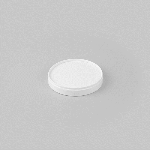 Coppetta Round White Paper Lid - Fits 8 oz To Go Cup, with Spoon - 3 3/4" x 3 3/4" x 3/4" - 200 count box