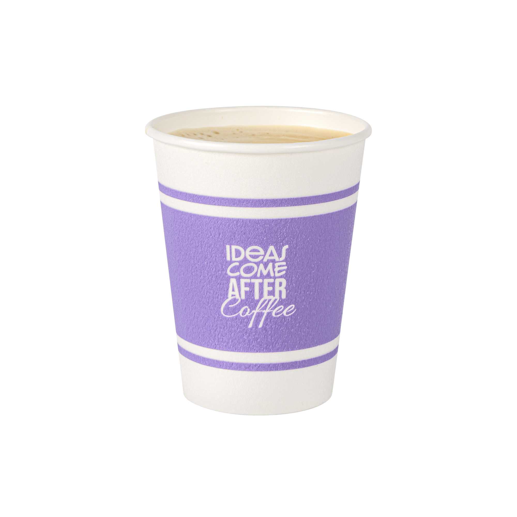 Restpresso 12 oz Purple Paper Insulated Hot Cup - Ideas Come After Coffee - 25 count box