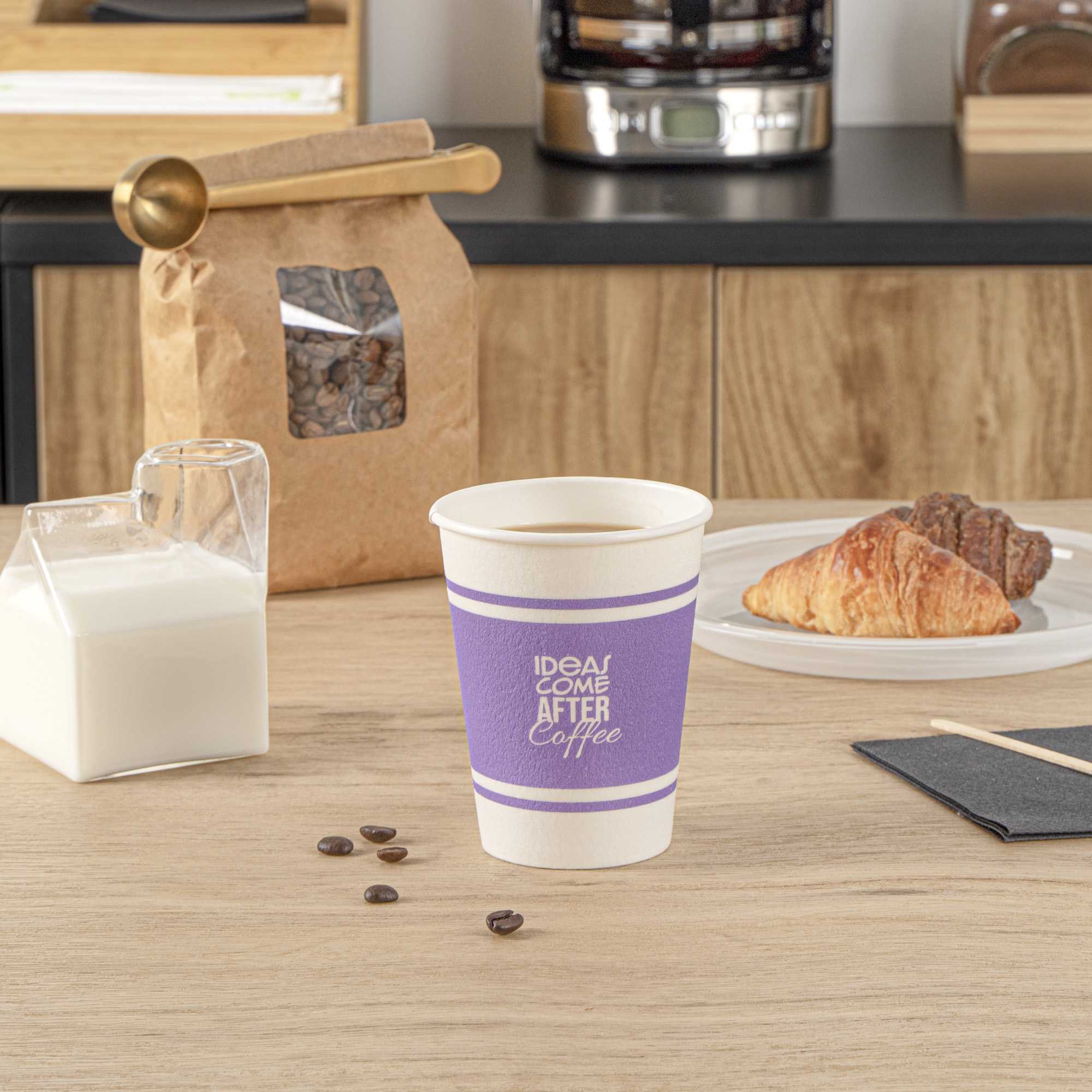 Restpresso 12 oz Purple Paper Insulated Hot Cup - Ideas Come After Coffee - 25 count box