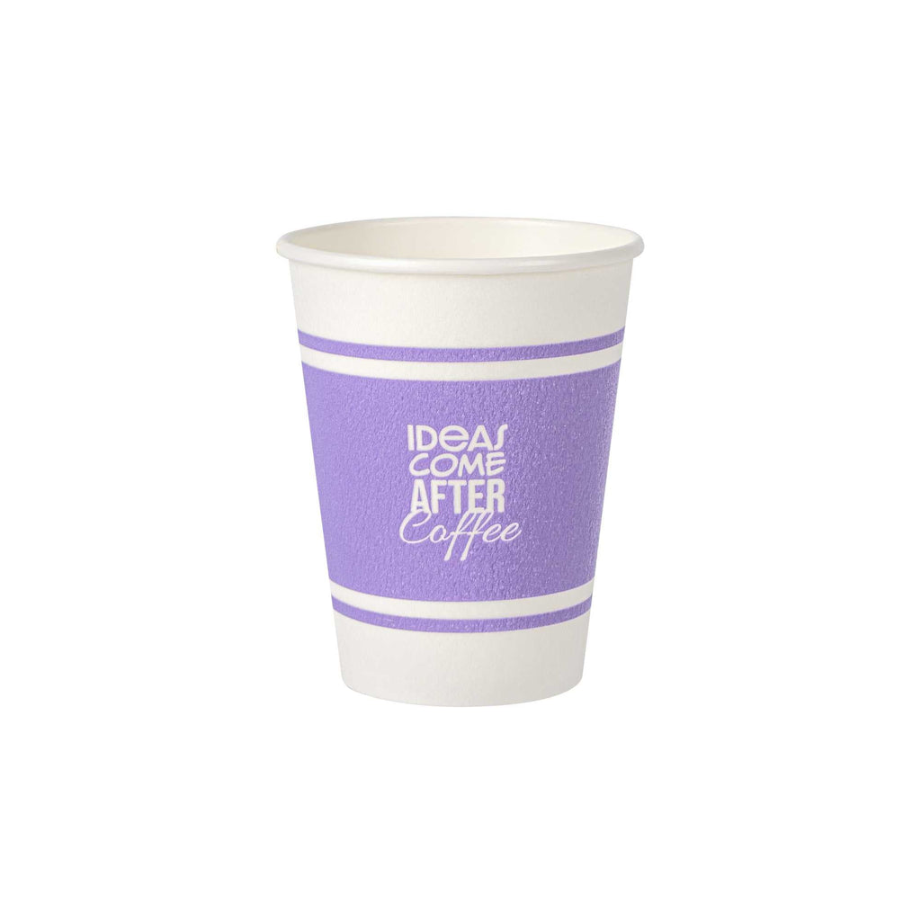 Restpresso 12 oz Purple Paper Insulated Hot Cup - Ideas Come After Coffee - 25 count box