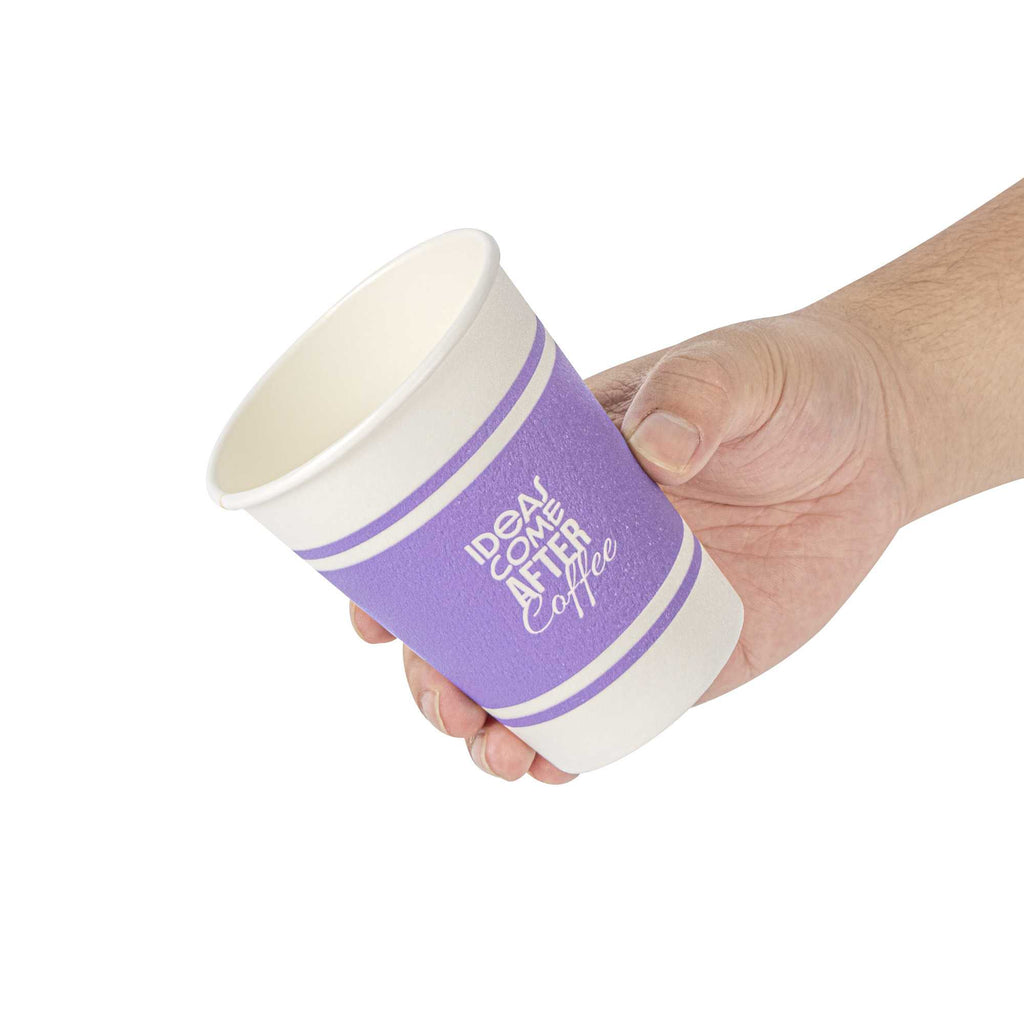 Restpresso 12 oz Purple Paper Insulated Hot Cup - Ideas Come After Coffee - 500 count box