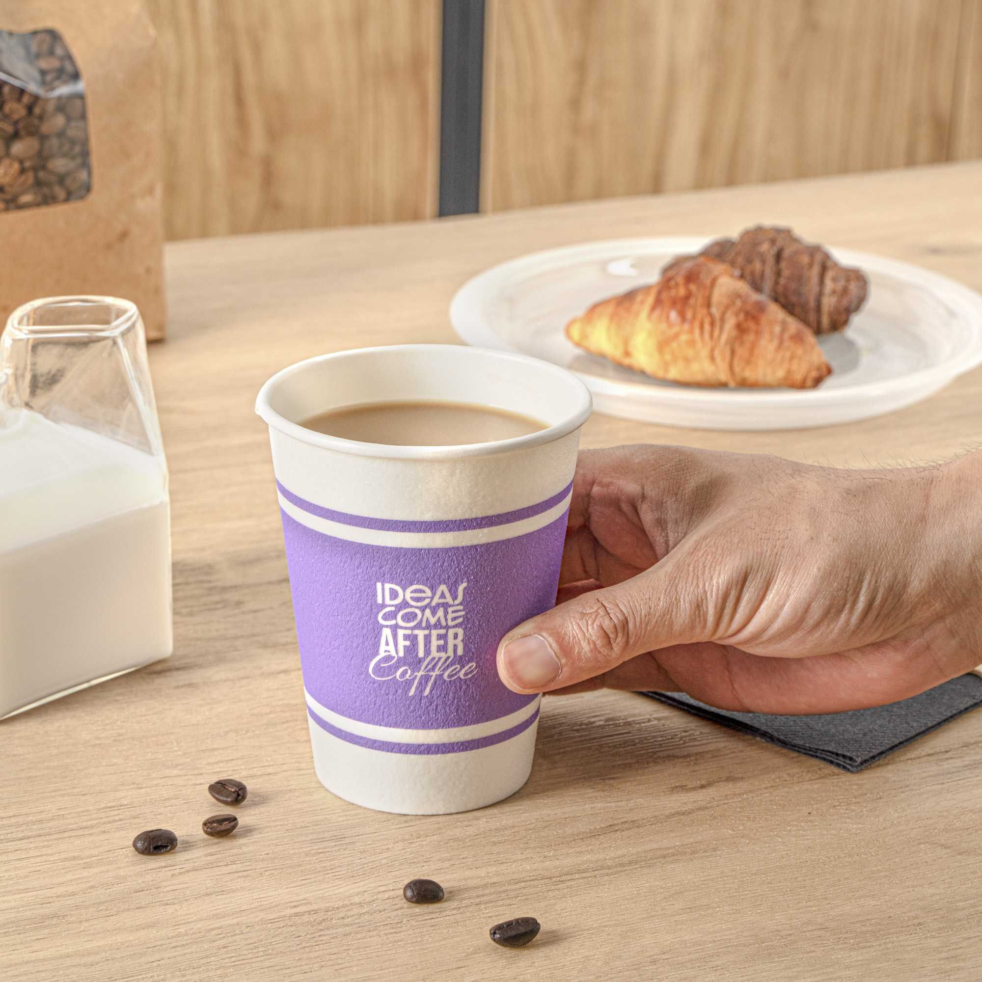 Restpresso 12 oz Purple Paper Insulated Hot Cup - Ideas Come After Coffee - 500 count box