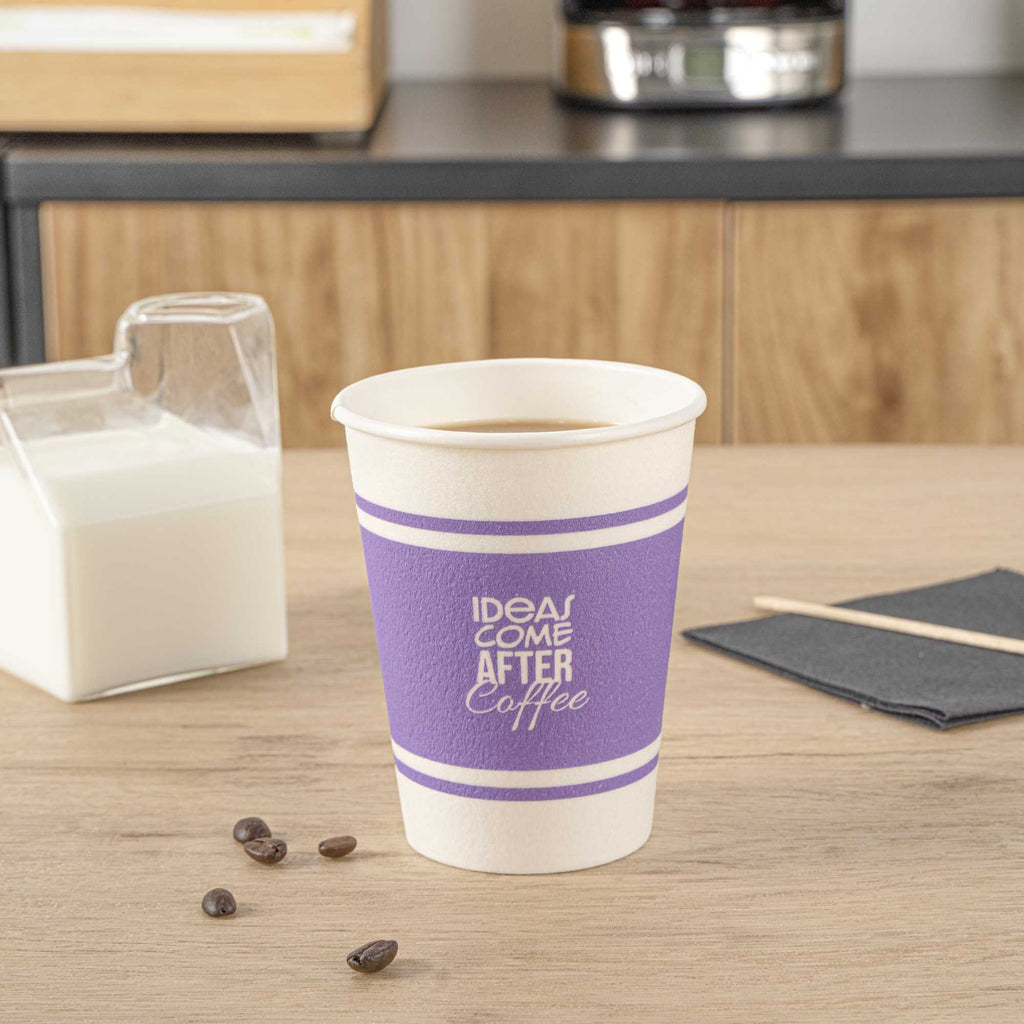 Restpresso 12 oz Purple Paper Insulated Hot Cup - Ideas Come After Coffee - 500 count box