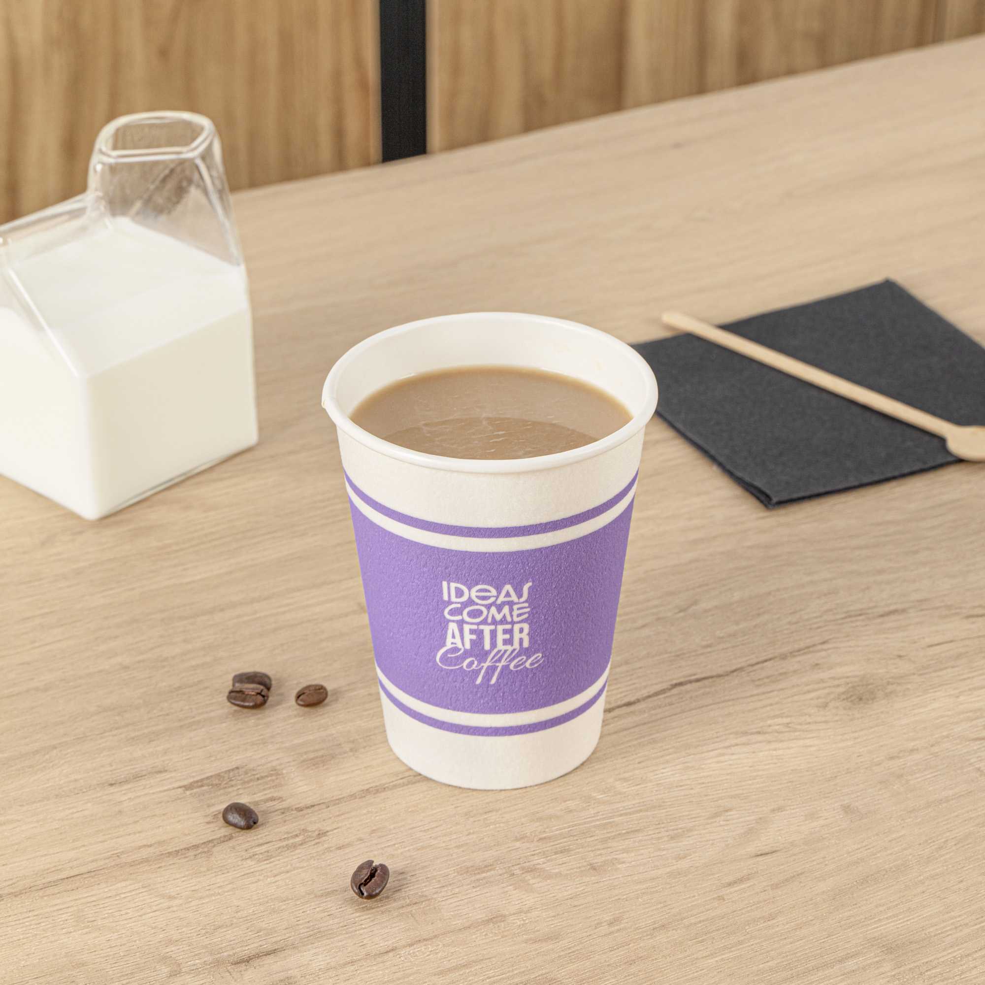 Restpresso 12 oz Purple Paper Insulated Hot Cup - Ideas Come After Coffee - 500 count box