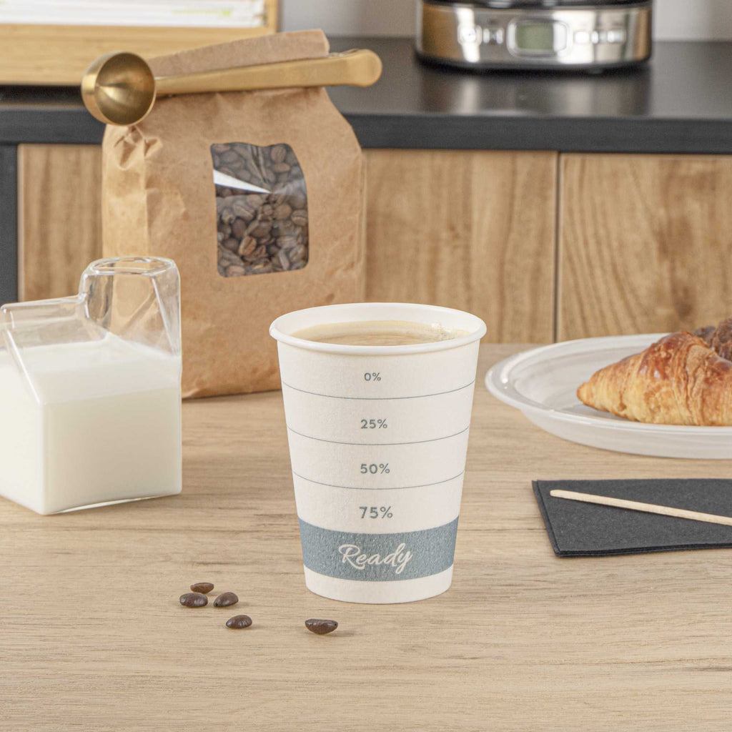 Restpresso 12 oz Green Paper Insulated Hot Cup - Readiness Meter - 25 count box