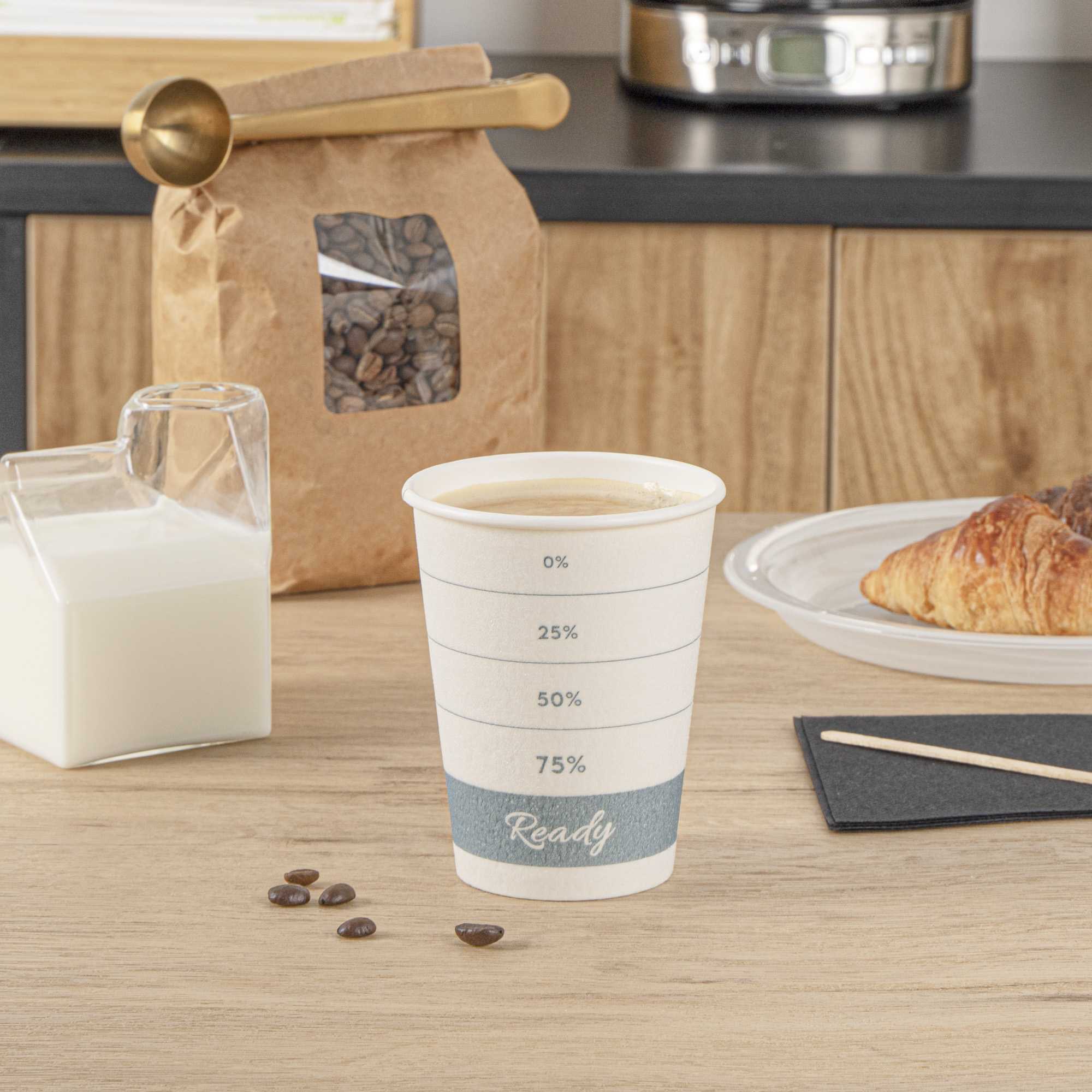Restpresso 12 oz Green Paper Insulated Hot Cup - Readiness Meter - 25 count box