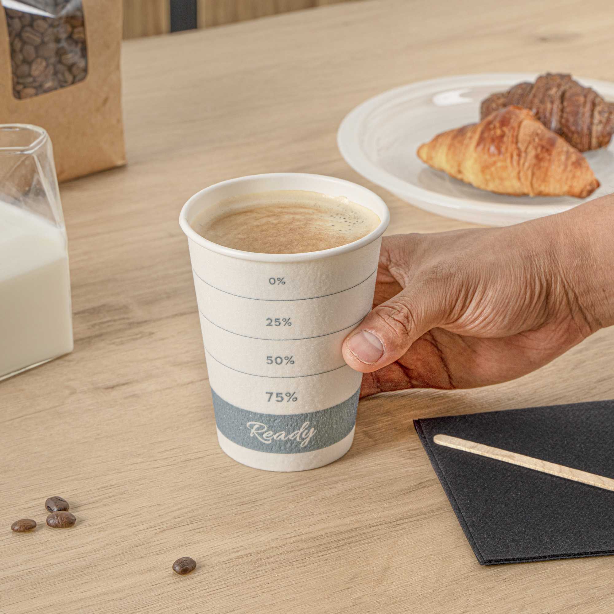 Restpresso 12 oz Green Paper Insulated Hot Cup - Readiness Meter - 25 count box