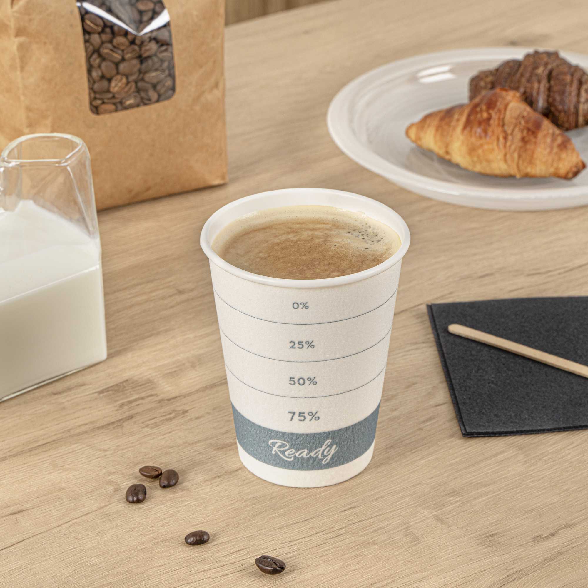 Restpresso 12 oz Green Paper Insulated Hot Cup - Readiness Meter - 500 count box