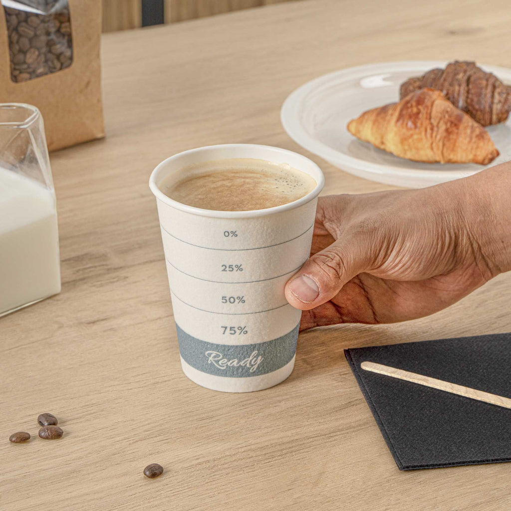 Restpresso 12 oz Green Paper Insulated Hot Cup - Readiness Meter - 500 count box