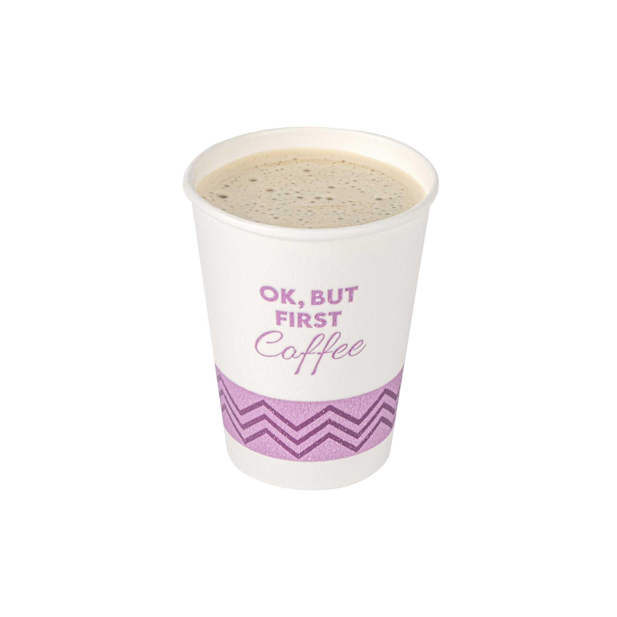 Restpresso 12 oz Pink Paper Insulated Hot Cup - Ok, But First Coffee - 25 count box