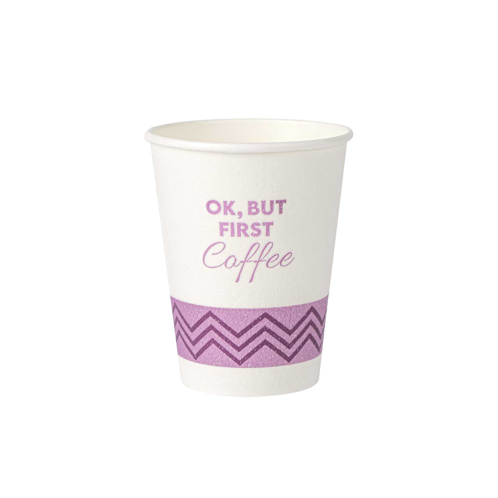Restpresso 12 oz Pink Paper Insulated Hot Cup - Ok, But First Coffee - 500 count box