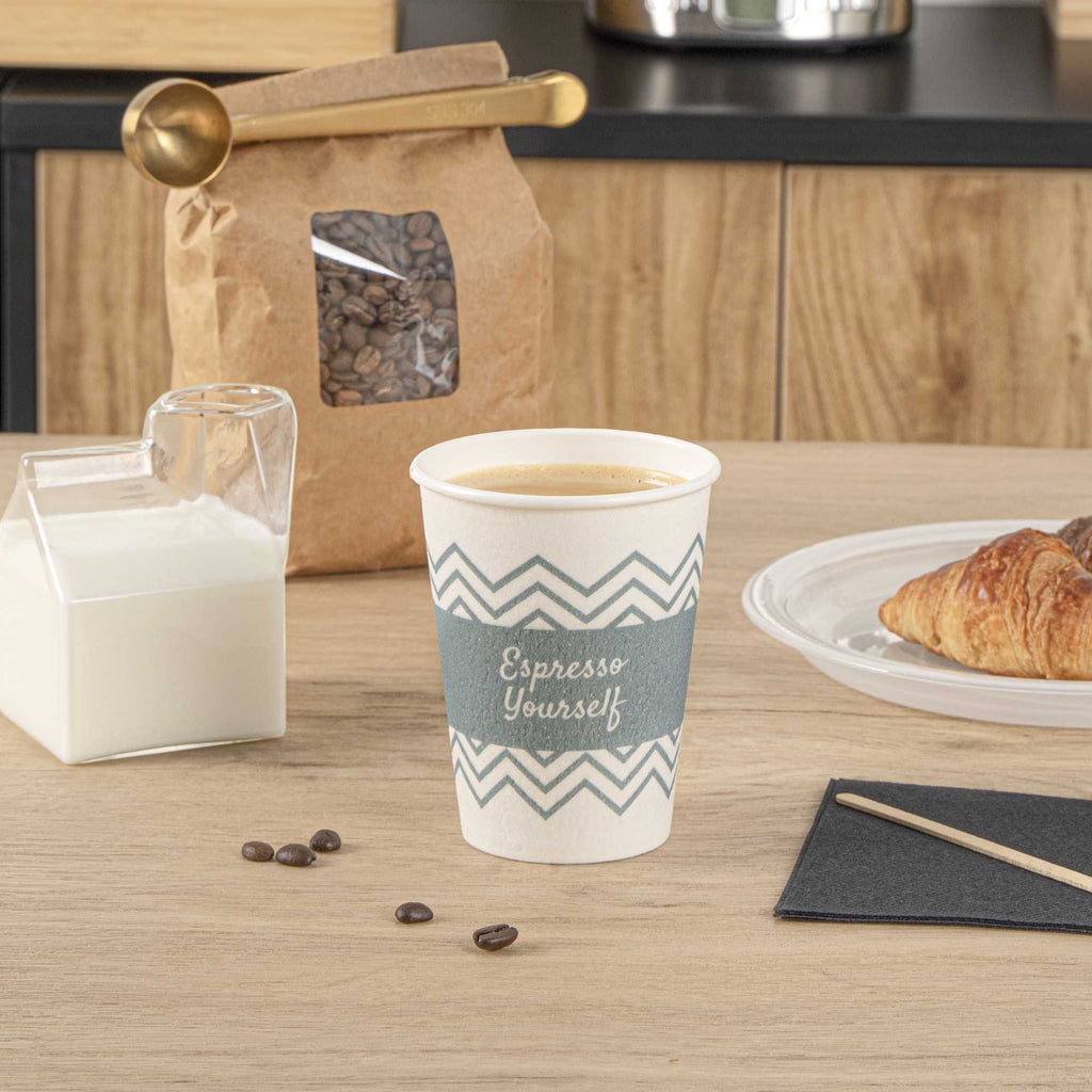 Restpresso 12 oz Blue Paper Insulated Hot Cup - Espresso Yourself - 25 count box
