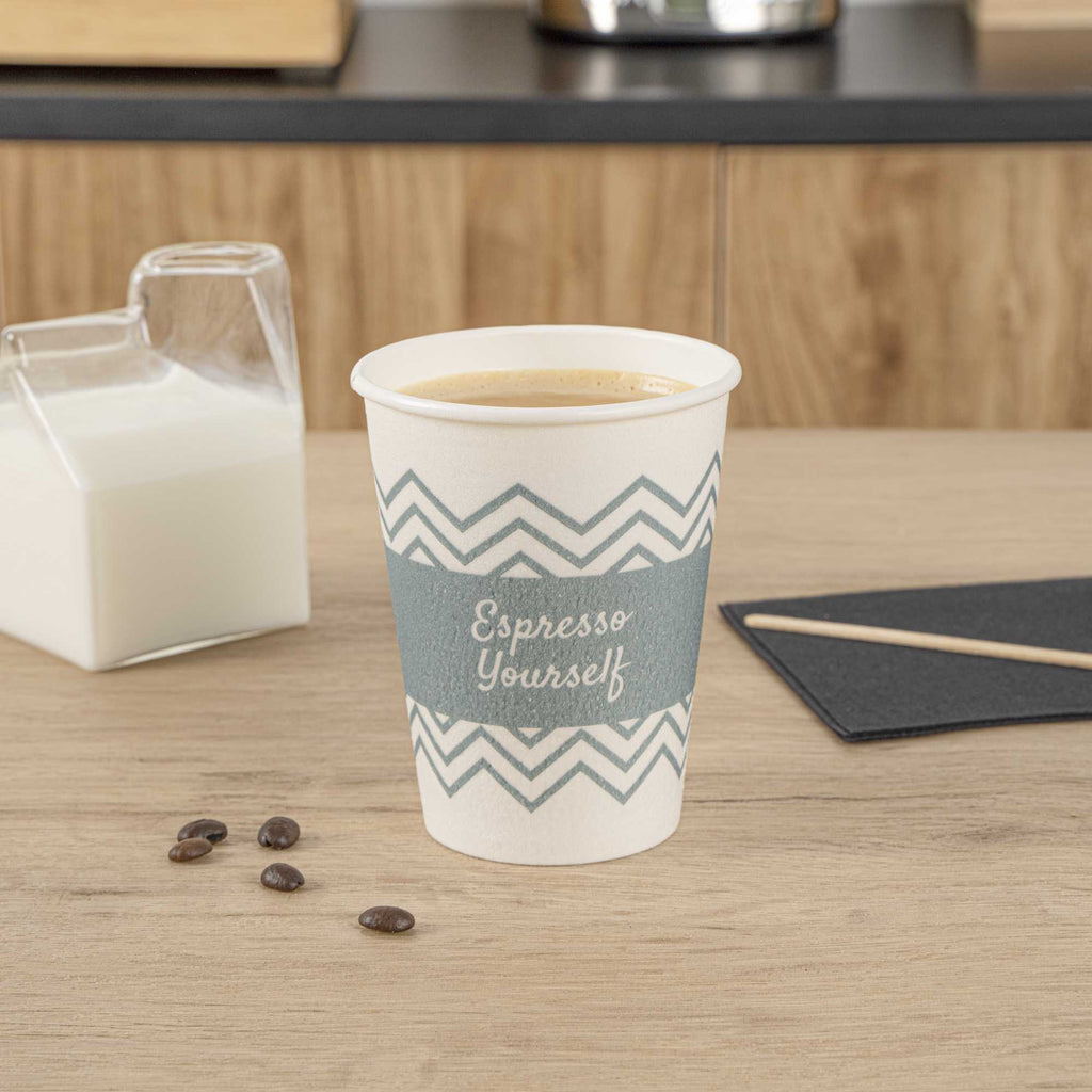 Restpresso 12 oz Blue Paper Insulated Hot Cup - Espresso Yourself - 25 count box