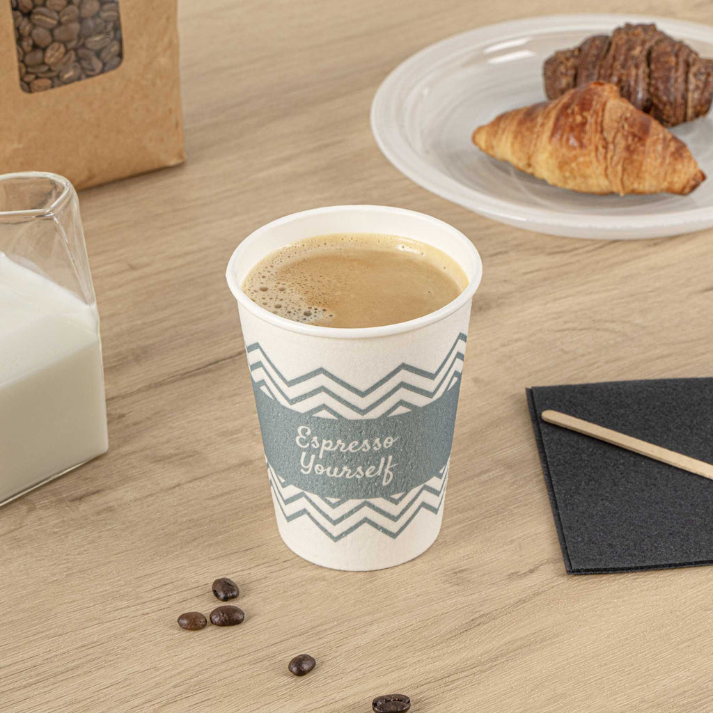 Restpresso 12 oz Blue Paper Insulated Hot Cup - Espresso Yourself - 500 count box