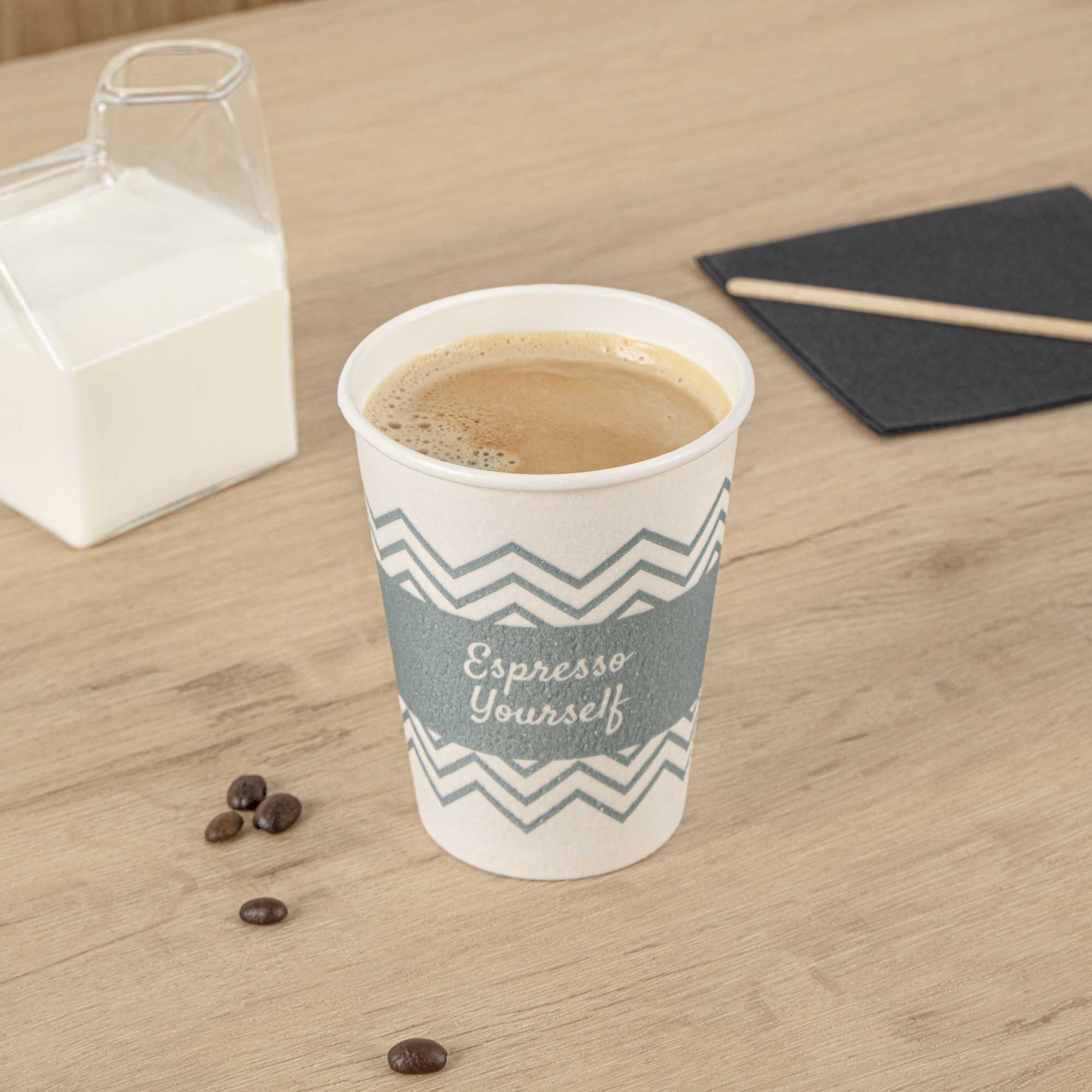 Restpresso 12 oz Blue Paper Insulated Hot Cup - Espresso Yourself - 500 count box