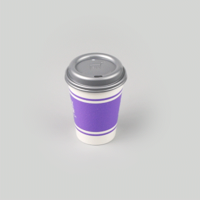 Restpresso 12 oz Purple Paper Insulated Hot Cup - Ideas Come After Coffee, with Gray Lid - 100 count box