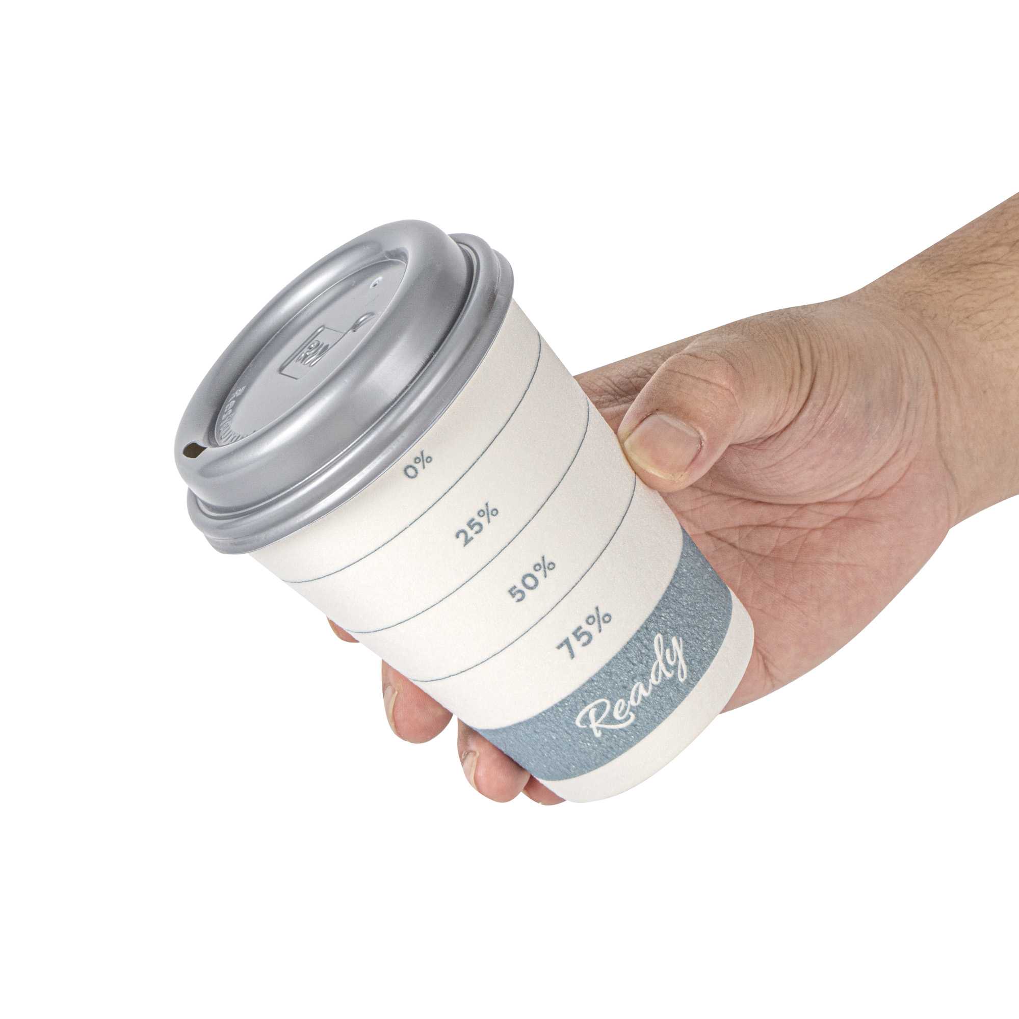 Restpresso 12 oz Green Paper Insulated Hot Cup - Readiness Meter, with Gray Lid - 100 count box