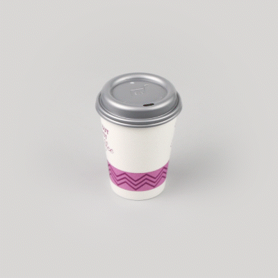 Restpresso 12 oz Pink Paper Insulated Hot Cup - Ok, But First Coffee, with Gray Lid - 100 count box