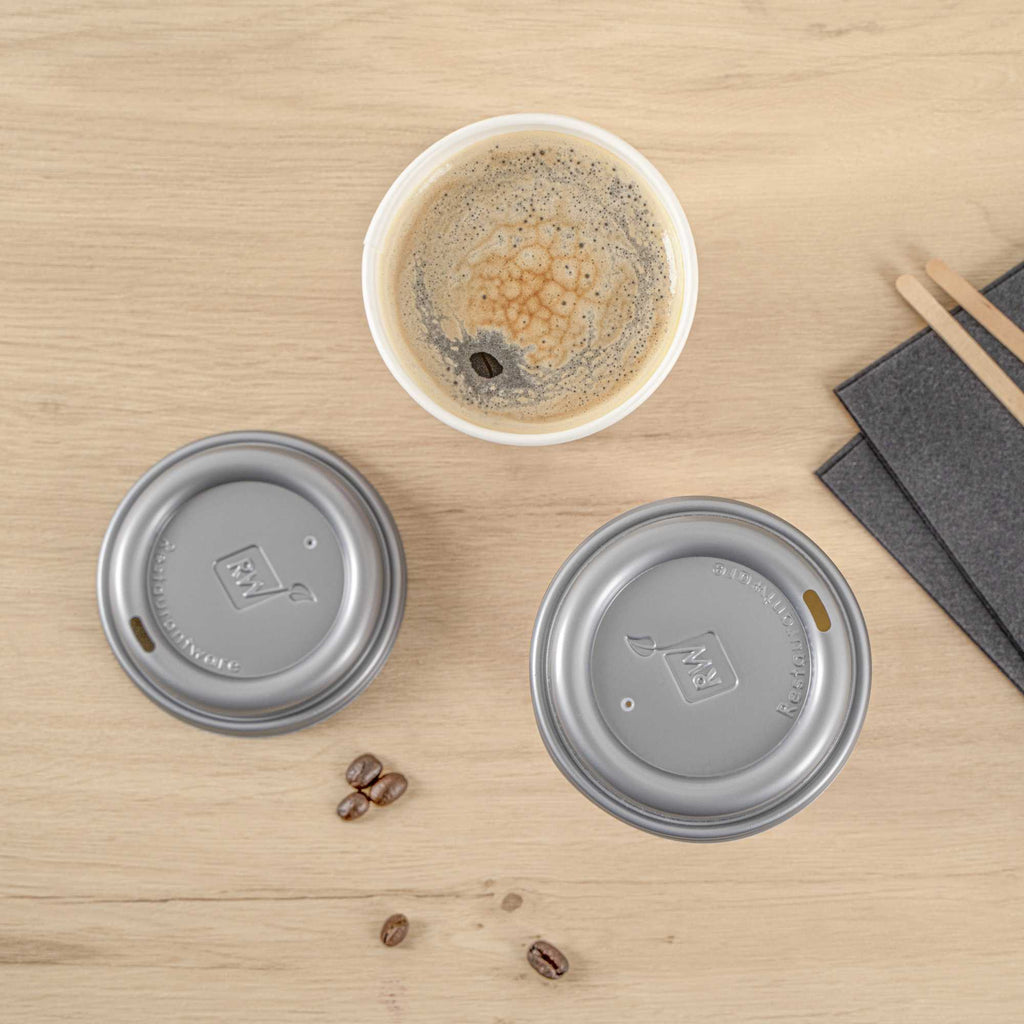 Restpresso 12 oz Pink Paper Insulated Hot Cup - Ok, But First Coffee, with Gray Lid - 400 count box